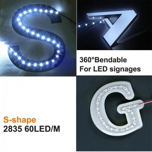 Teacht Nua Dearadh Oiriúnaithe IP20 Smd 2835 Cruth Cruth stiúir LED Bendable Stráice LED Solúbtha 360 Céim
