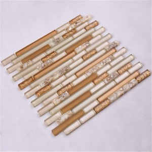 Tíleanna Mósáic Stráice Óir Dubai Crystal Glass Wall Do Chistin