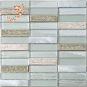 Táirge Nua wavy gloine tíl gloine mboilgeog tíl gloine Matt Gloine Miotal Measctha Tíleanna Mosaic ceirmeacha Do cistine Splash Ar ais tíleanna gloine briste arabesque gloine