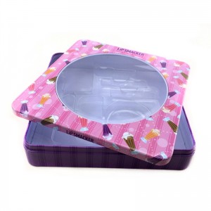 Bosca stáin cosmaidigh Bheaga le haghaidh snasta liopa le fuinneog PVC