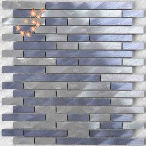 Dath Measctha Silver Corcra Stráice Miotal Alúmanaim Mosaic Wall Tíleanna Cistine Splashback