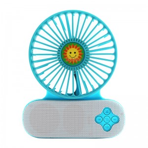 Cainteoirí Bluetooth Sreang Iniompartha Mini Battery Fan Rechargeable Battery Feidhmithe le haghaidh Tábla Glúine
