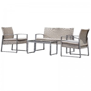 Socraigh 4 Píosa Plé Allamuigh PATIO Snámha Gairdín RatánComment Lawn Tuáille tolg Loveseat Suíochán Cushioned \u0026 Gloine Tábla Troscáin Tábla Troscáin