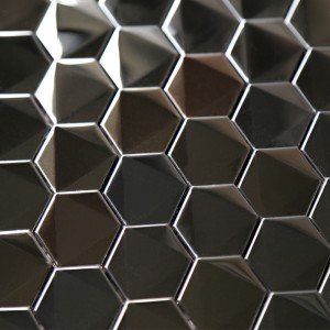 Cistine Seomra Folctha Dubh Heicseagánach Blacsplash Tíleanna Mosaic Cruach dhosmálta