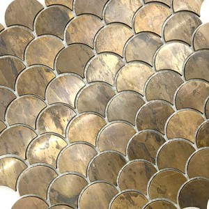 Mósáic Práis Ingeal Scála Éisc Scála Tíleanna Chopair Antique Cré-umha Antique