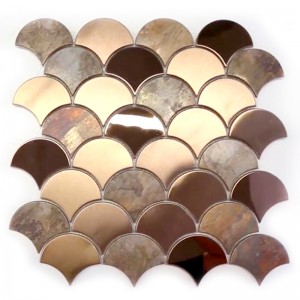 Mósáic Práis Ingeal Scála Éisc Scála Tíleanna Chopair Antique Cré-umha Antique