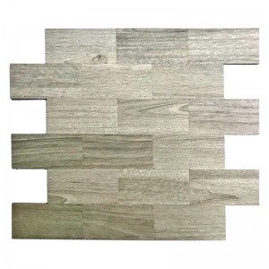 Meascán Faisin 3D Wood Subway Meascán Mosaico Alúmanaim Peel Agus Cuir Tíleanna Backsplash Bata