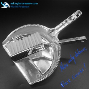 Akbrand Leathchiorcal Scairbh Scuab Dustpan le Láimhseáil Fada le Brataithe Airgid