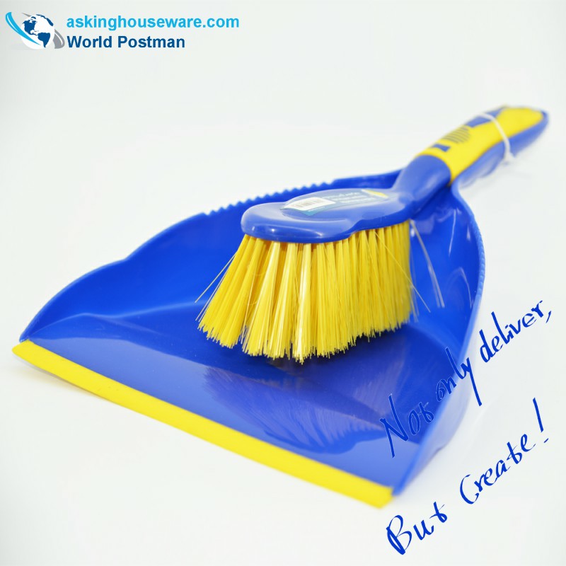 Akbrand Dustpan Brush Broom le TPR Line ag Dustpan Iontrála TPR Láimhseáil