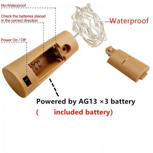 20 Lampa Buidéal Fíon Stiallacha faoi stiúir Soilse na Soilse Fairy Bainise Páirtí Teaghrán 2M