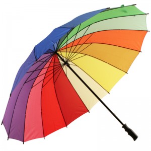 Saor in Aisce íoslódáil Féach ar Colorful Customized Logo Rainbow Waterproof Golf Umbrella do Chur Chun Cinn