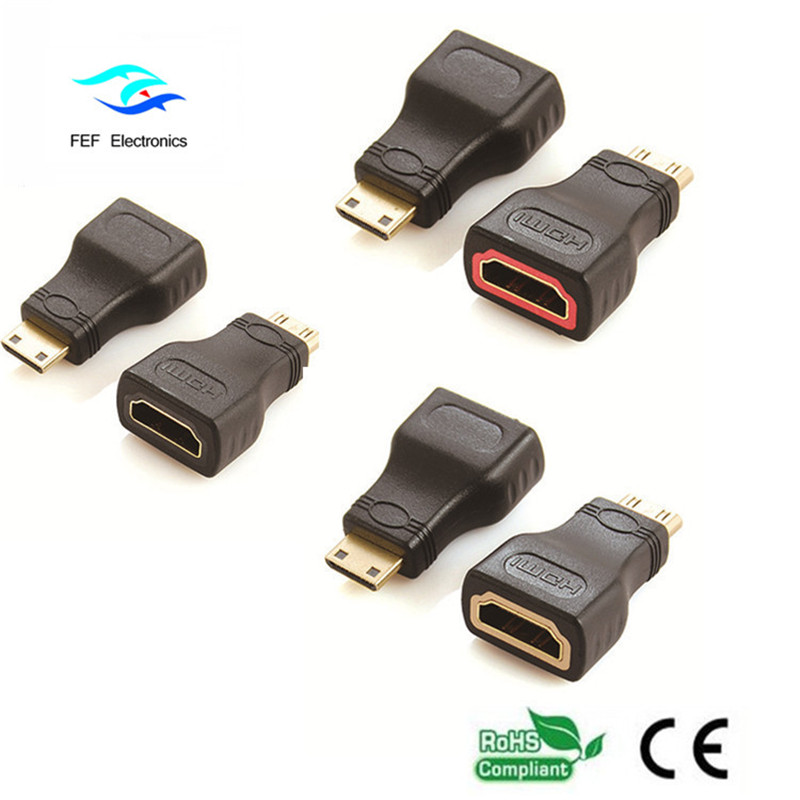 HDMI baineann go mion HDMI óir adapter fireann / nicil plátáilte Cód: FEF-H-022