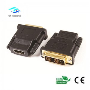 DVI (24 + 1) fireann go HDMI baineann cuibheoir óir / nicil plátáilte Cód: FEF-HD-003