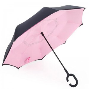Umbrella Dúin Umbrella Droim ar ais Umbrella Inbhéartaithe Le Dearadh Amach Amach \u0026 Láimhseáil Saor ó Tholl C