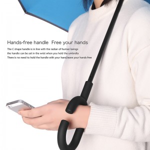 Lámhleabhar na n-earraí Bronntanais Phearsanta oscailte Umbrella báistí Báisteach Droim ar Ais faoi Fhuinneamh Gaoithe