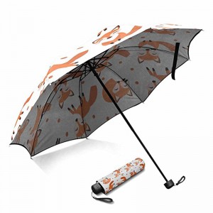 Margú fráma miotail fabraice Pongee 3 scáthanna fearthainne gréine