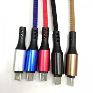 Micrimhilseogra Muirearú Fast Braided le USB 2.0 Cábla Sonraí le haghaidh micrea USB, Cineál C, muirearú lightning iPhone agus info