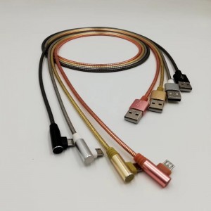 Cábla USB 2.0 Tube Miotail Muirearú Bhabhta Alúmanaim Tithíochta USB cábla le haghaidh micrea USB, Cineál C, muirearú lightning iPhone agus sioncronú