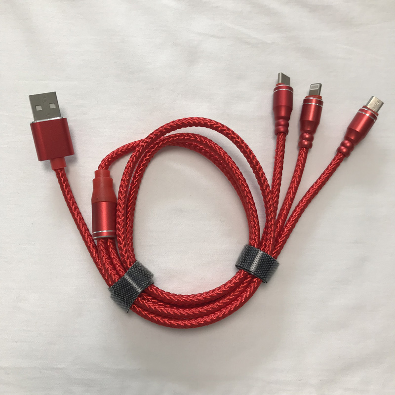 3 cábla 1 Cábla Brataithe Gearrtha Babhta Tithíochta Alúmanaim USB 2.0 Micrea go Cábla Micrea Sonraí USB de Chineál C