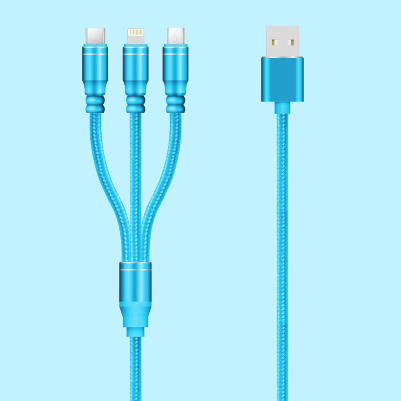 3 cábla 1 Cábla Brataithe Gearrtha Babhta Tithíochta Alúmanaim USB 2.0 Micrea go Cábla Micrea Sonraí USB de Chineál C