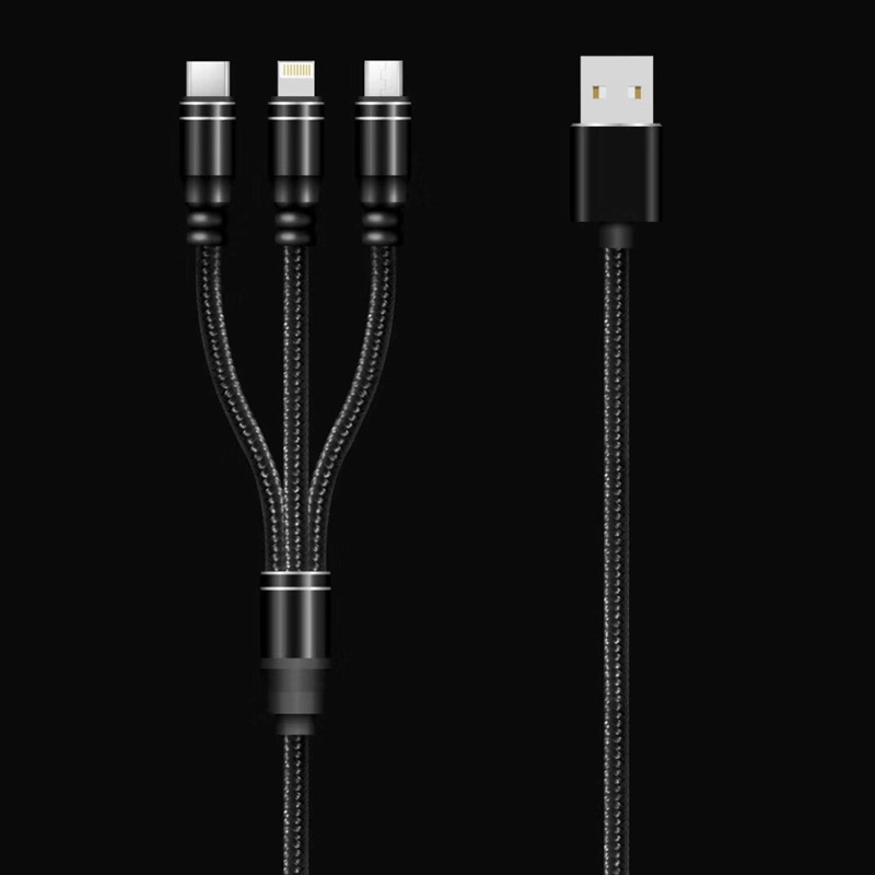 3 cábla 1 Cábla Brataithe Gearrtha Babhta Tithíochta Alúmanaim USB 2.0 Micrea go Cábla Micrea Sonraí USB de Chineál C