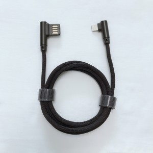 Dual-aghaidh USB 2.0 Uillinn dhé-chromtha Gearradh Gearradh Fast Babhta Babhta USB Tithíochta USB cábla le haghaidh micrea USB, Cineál C, muirear lightning iPhone agus info