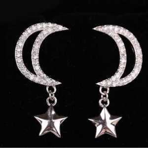 S925 Car Flower Ornament Tremella Star Moon Leabaithe Faisin Zircon Leabaithe