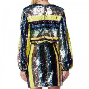 An táirge nua do gúna mion-sheicheamhach sequin V neckline