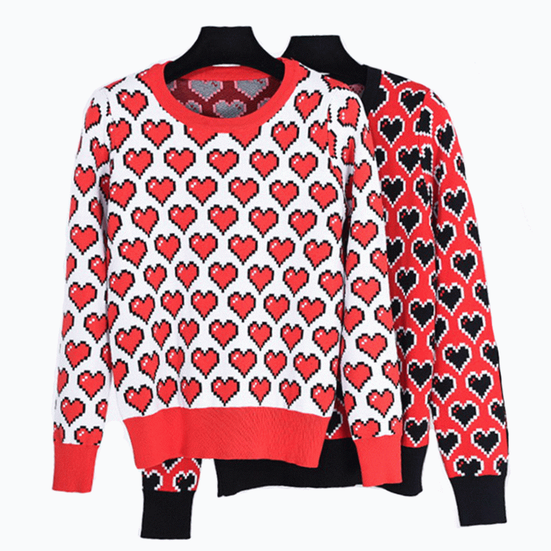 OEM u0026 ODM 100% hearts cadáis jacquard geansaí knit na mban