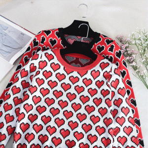 OEM \u0026 ODM 100% hearts cadáis jacquard geansaí knit na mban