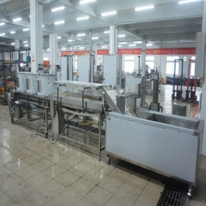 Líne táirgeachta torthaí a ghlanadh agus a thriomú