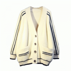 2019 Stripes Minc Scaoilte Scaoilte is Déanaí Jacquard Ladies Cardigan Sweater