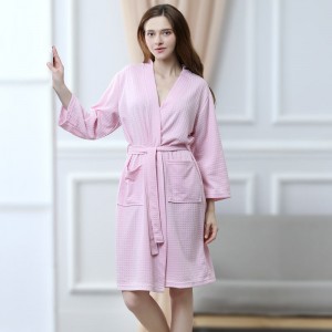Glúine Waffle na mBan Glúine Dath Soladach Róba Fad Kimono Pajamas