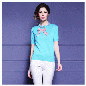 Cniotáilte Cniotáilte Geansaí Cniotáilte na mBan Féileacán Rhinestone OEM Saincheaptha na mBan Samhraidh '