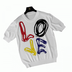 2018 Saincheaptha Jacquard LOVE Geansaí Gearr-Ghearrthóga Samhraidh Cló