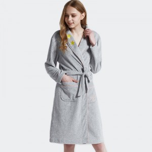 Mná Melange Grey CVC Welt Bath Robe