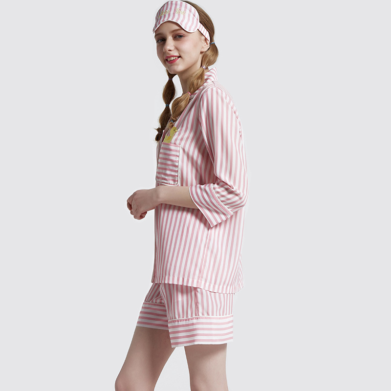 Stripe mBan Clóbhuailte Satin Pajamas Set