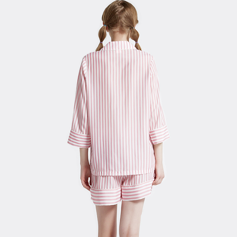 Stripe mBan Clóbhuailte Satin Pajamas Set