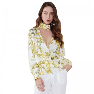 Barr 100 Díoltóirí Seasamh Cleavage Collar Woman Galánta Tops sexy