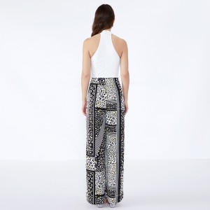 Pants mBan Striped Bríste Nua-Aimseartha Corr-Chustaim Palazzo