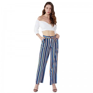 2019 Mná Fancy Dearadh Nua Cailíní Stripe Faisean Pant
