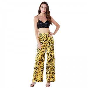 Uigeacht Leopard Buí Palazo Mná Mhuire Pants Le JCGJ190315037 Elastic
