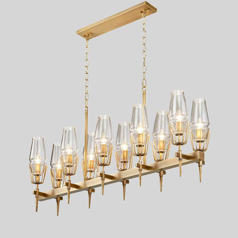 Pearsantacht Simplí Nordach Gloine Bialann Iarainn Fada Chandelier Km2145