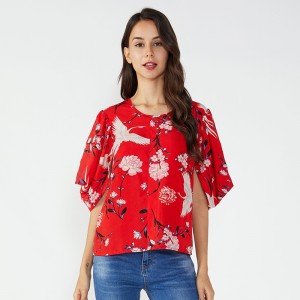 Barraí Mórdhíola Barraí Rhinestone Chiffon Blouse Barr Top Mná