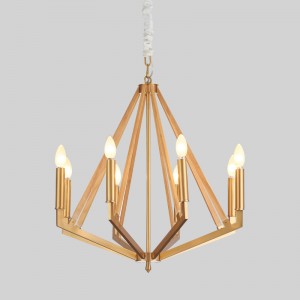 Óstán Iarann ​​Simplí Adhmaid Chruthaitheach Baile Chandelier Km2122