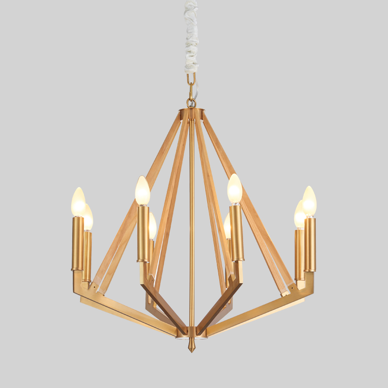 Óstán Iarann ​​Simplí Adhmaid Chruthaitheach Baile Chandelier Km2122