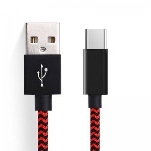 Tpye -C le cábla sonraí USB Stripe níolón briaded