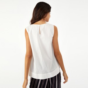 White Basic Sleeveless Western Office Cute Ladies Tops for Women