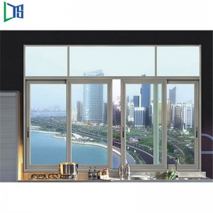 Windows Alúmanam Sleamhnáin Windows nó Cruachadóir le Cumhdach Púdair Grey agus Black Fo Resdentrail agus Foirgnimh Tráchtála