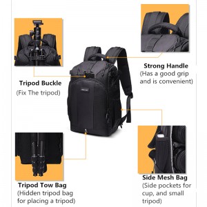 TH350 níolón faisin nua ceamara dubh backpack turas taistil backpack backpack ríomhaire glúine